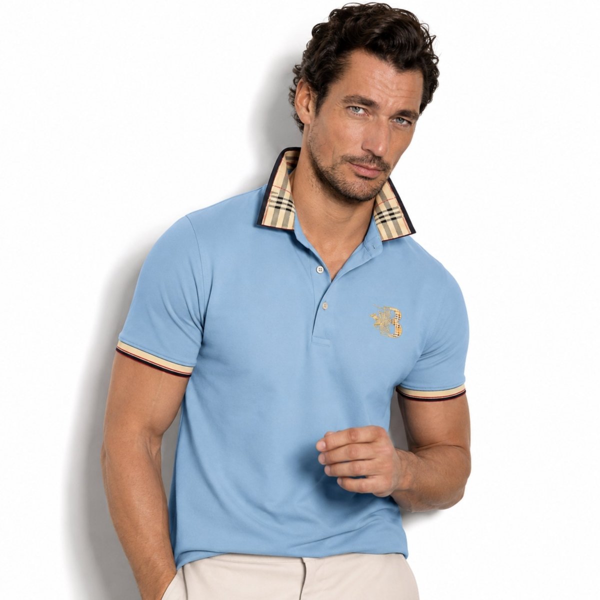 Men's polo shirt in light blue