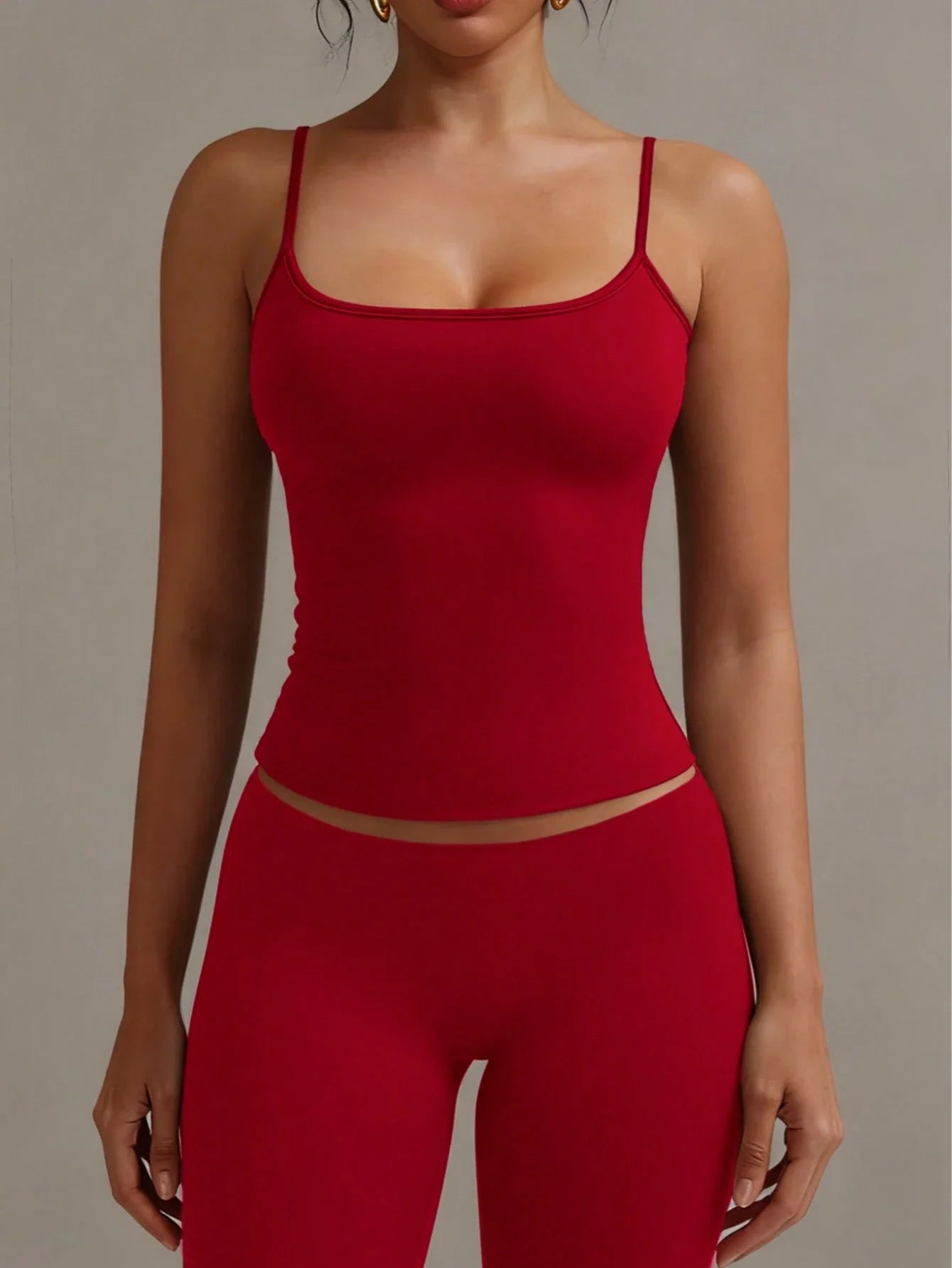 Red backless spaghetti-strap camisole