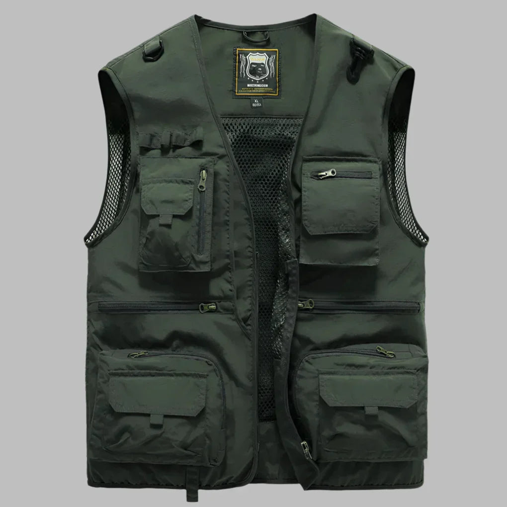 Multi-Pocket Utility Vest in Army Green