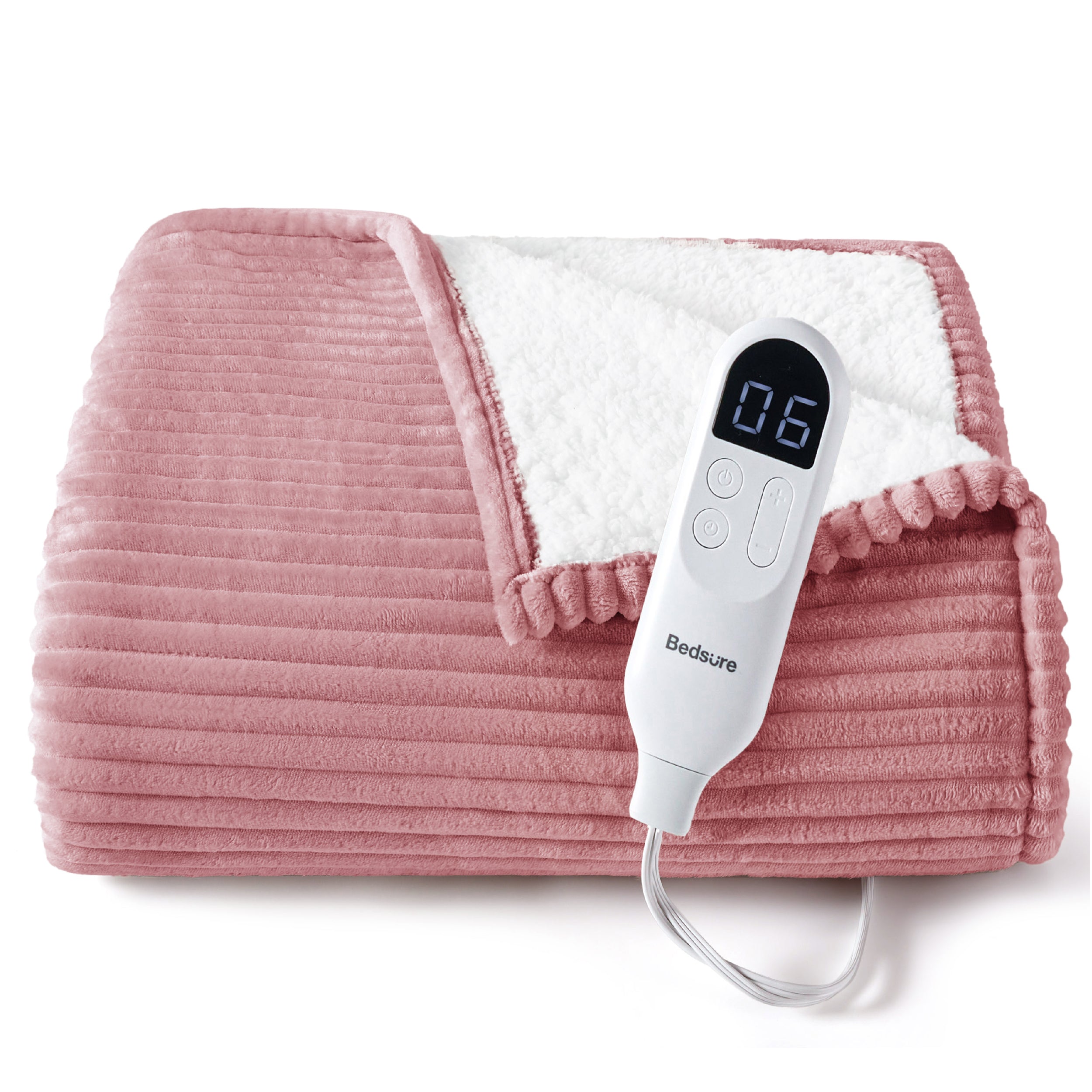 Ribbed flannel heated blanket - Bridal Rose
