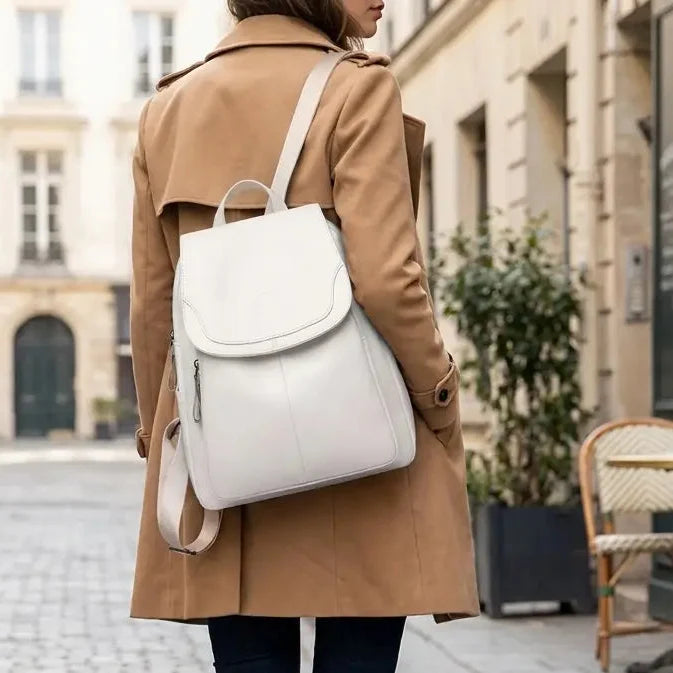 Anti-Theft Leather Backpack — lifestyle