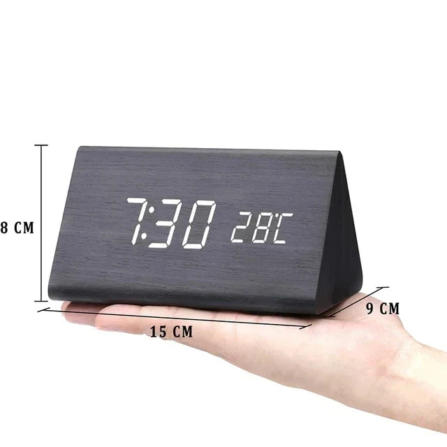 Black triangle LED alarm clock
