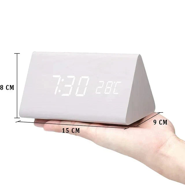 White triangle LED alarm clock