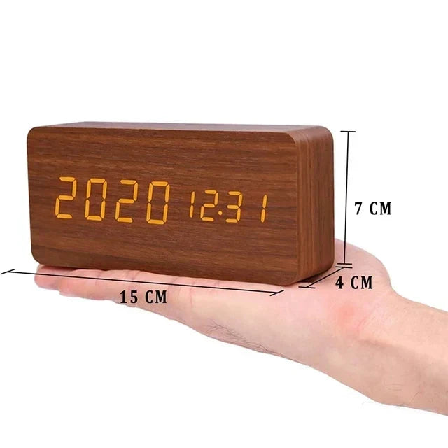 Brown block LED alarm clock
