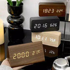 LED smart wooden alarm clock