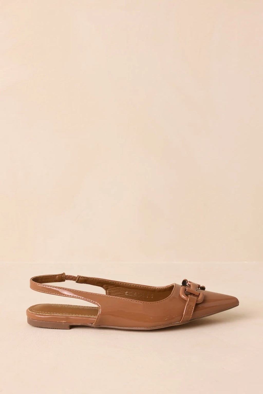 Women's As It Stands Mocha Brown Patent Pointed Toe Slingback Flats | All Man Made Materials 2
