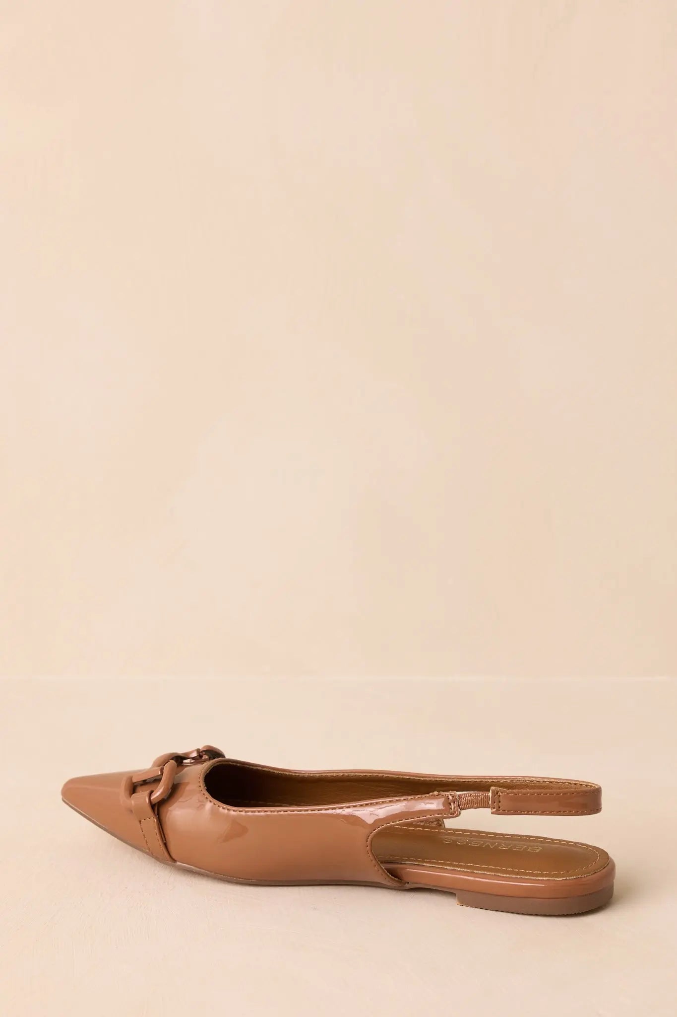 Women's As It Stands Mocha Brown Patent Pointed Toe Slingback Flats | All Man Made Materials 5