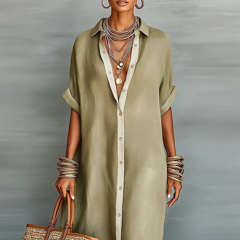 Women's Maxi Dress with Button Front & Flowy Silhouette for Summer...