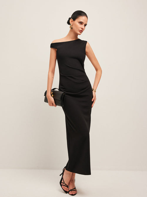 Asymmetrical Shoulder Dress