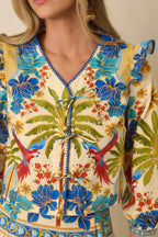 Women's Aylaya Madrid Multi Cotton Tie-Front Top | 100% Cotton 2