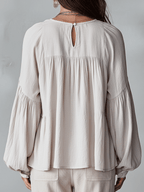 White vintage boho blouse - breathable summer top
