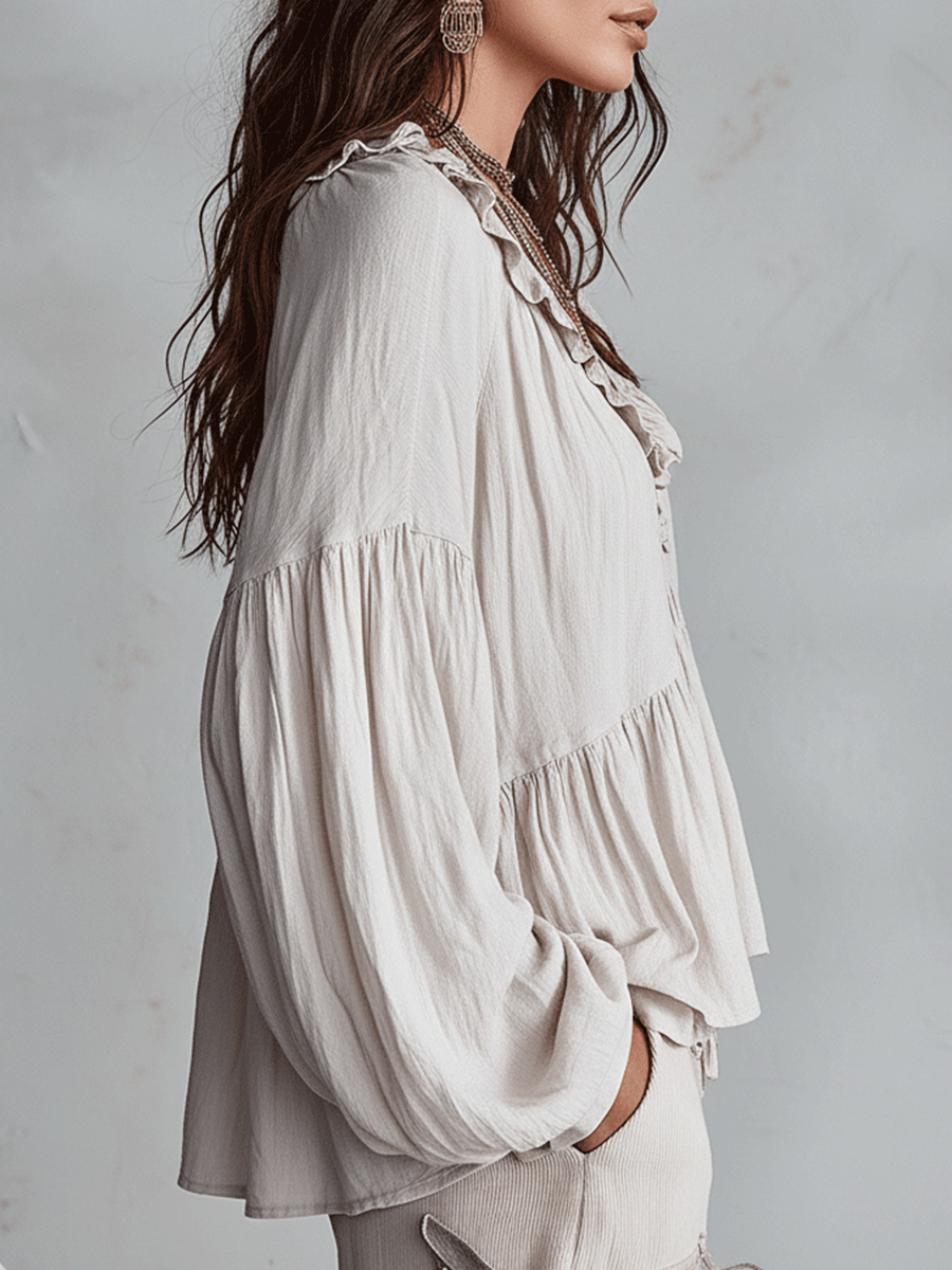 White ruffle blouse - elegant vintage styling