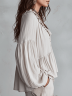 White ruffle blouse - elegant vintage styling
