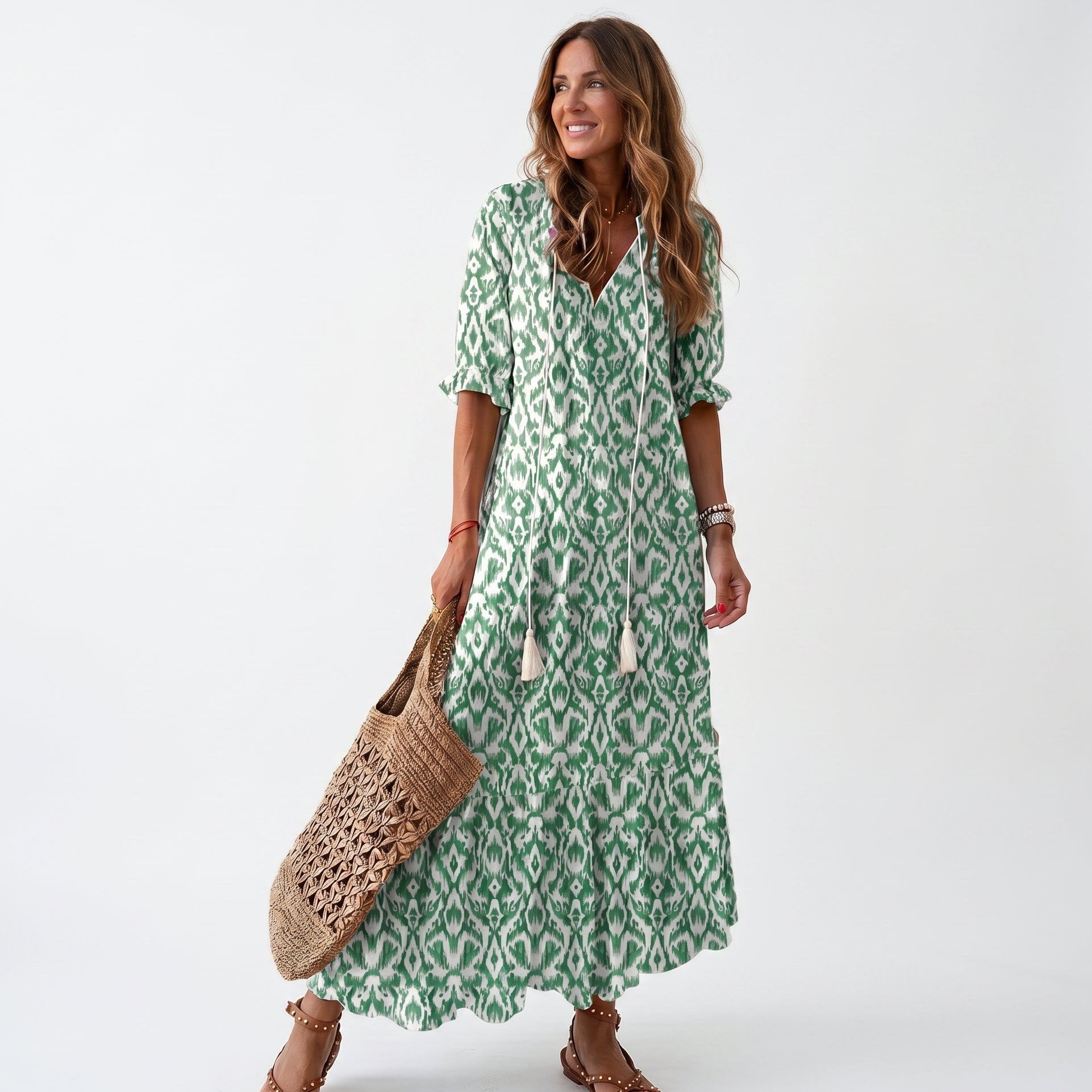 Boho Vintage Collection | Women's Summer Dress with Flattering V-Neckline | Lightweight & Breezy for Effortless Style
