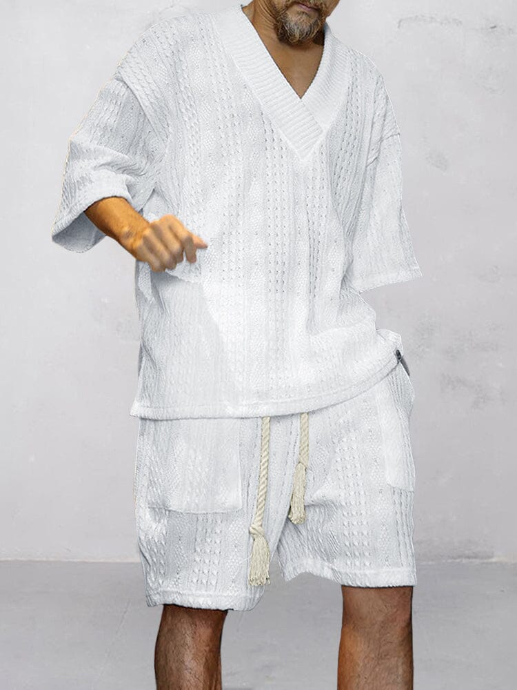 Cable Knit Matching Set — Tee & Shorts Loungewear