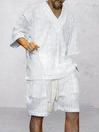 Cable Knit Matching Set — Tee & Shorts Loungewear