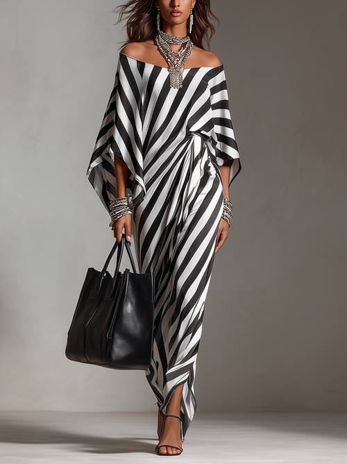Black Asymmetric-Cut Maxi Dress