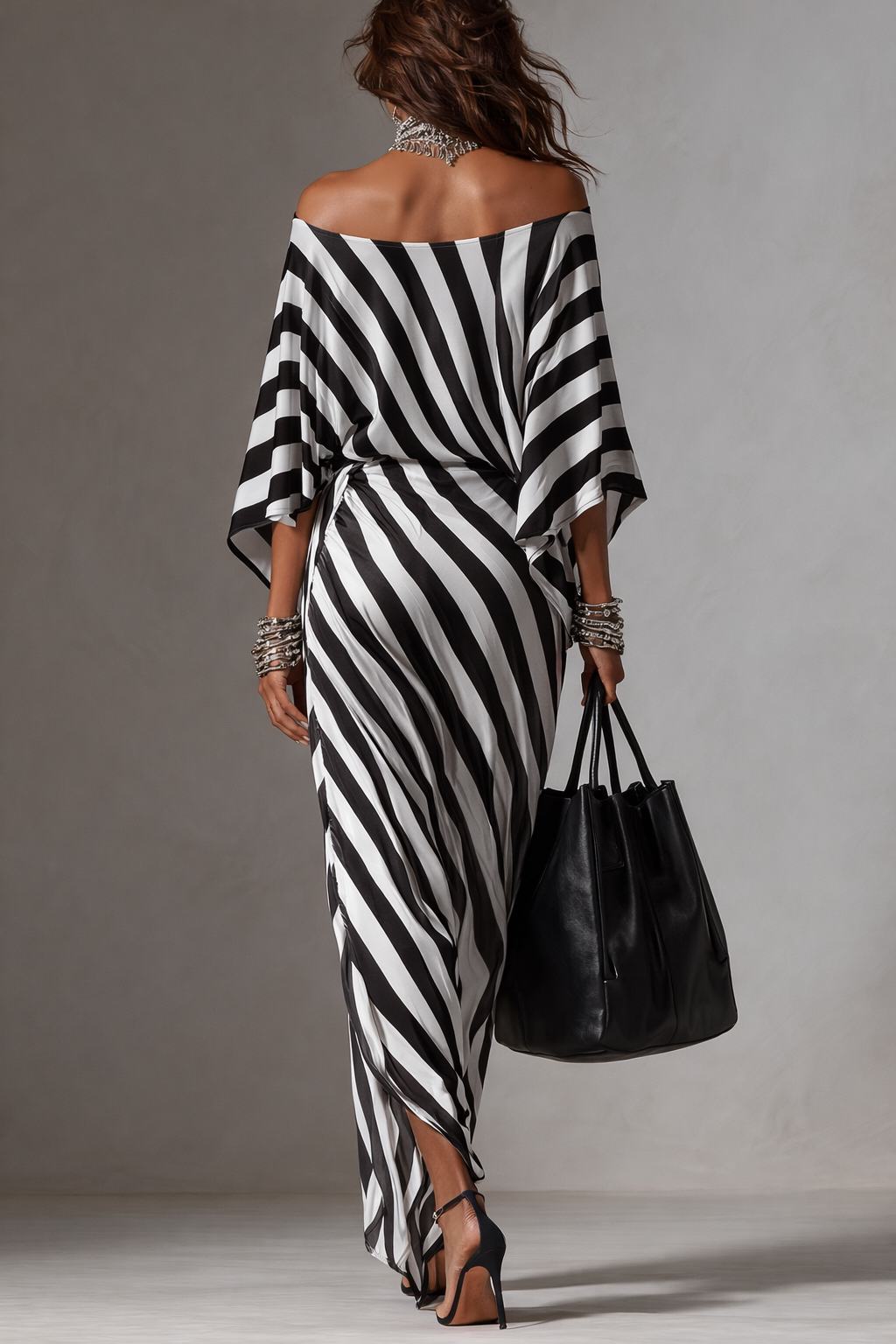 Black Asymmetric-Cut Maxi Dress