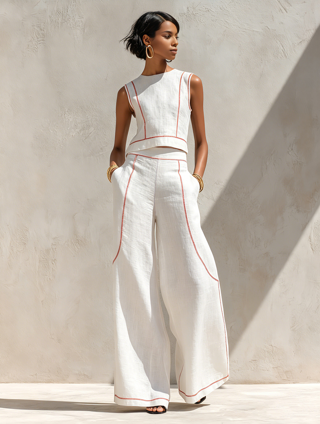 Women's Linen-Blend Loungewear Set — Lightweight Two-Piece