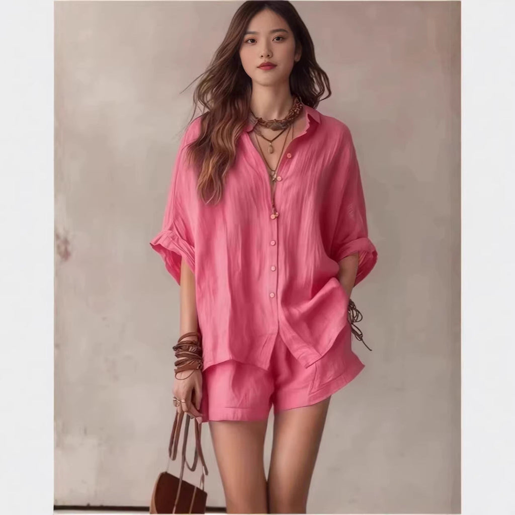 Chic Summer – Women's Outfit with Loose Button matching Set...