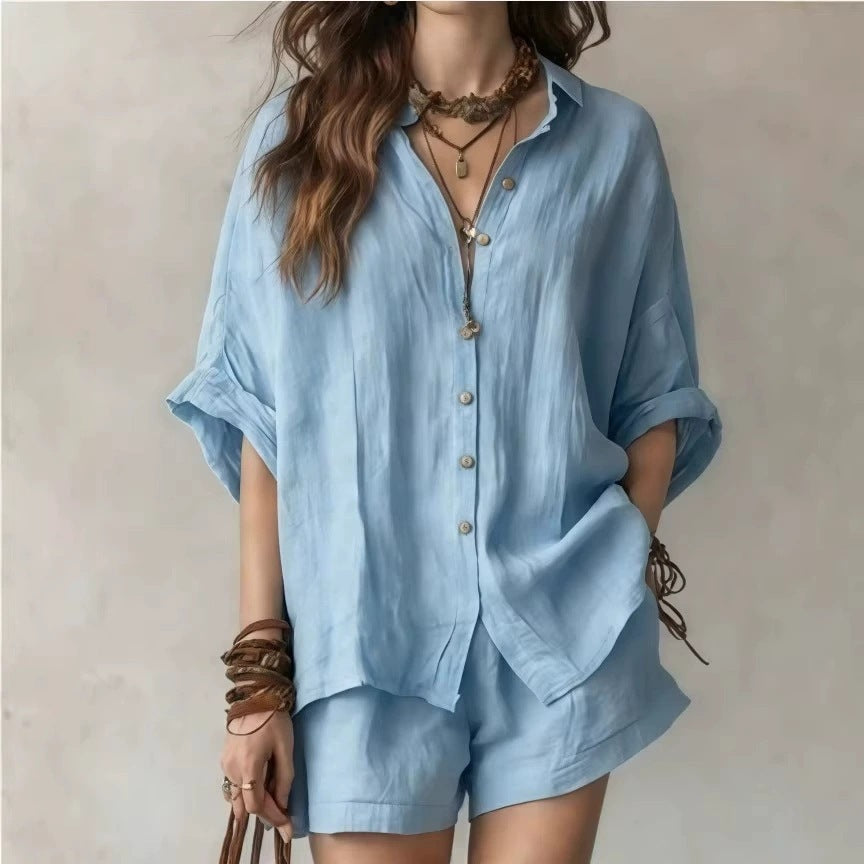Chic Summer – Women's Outfit with Loose Button matching Set...