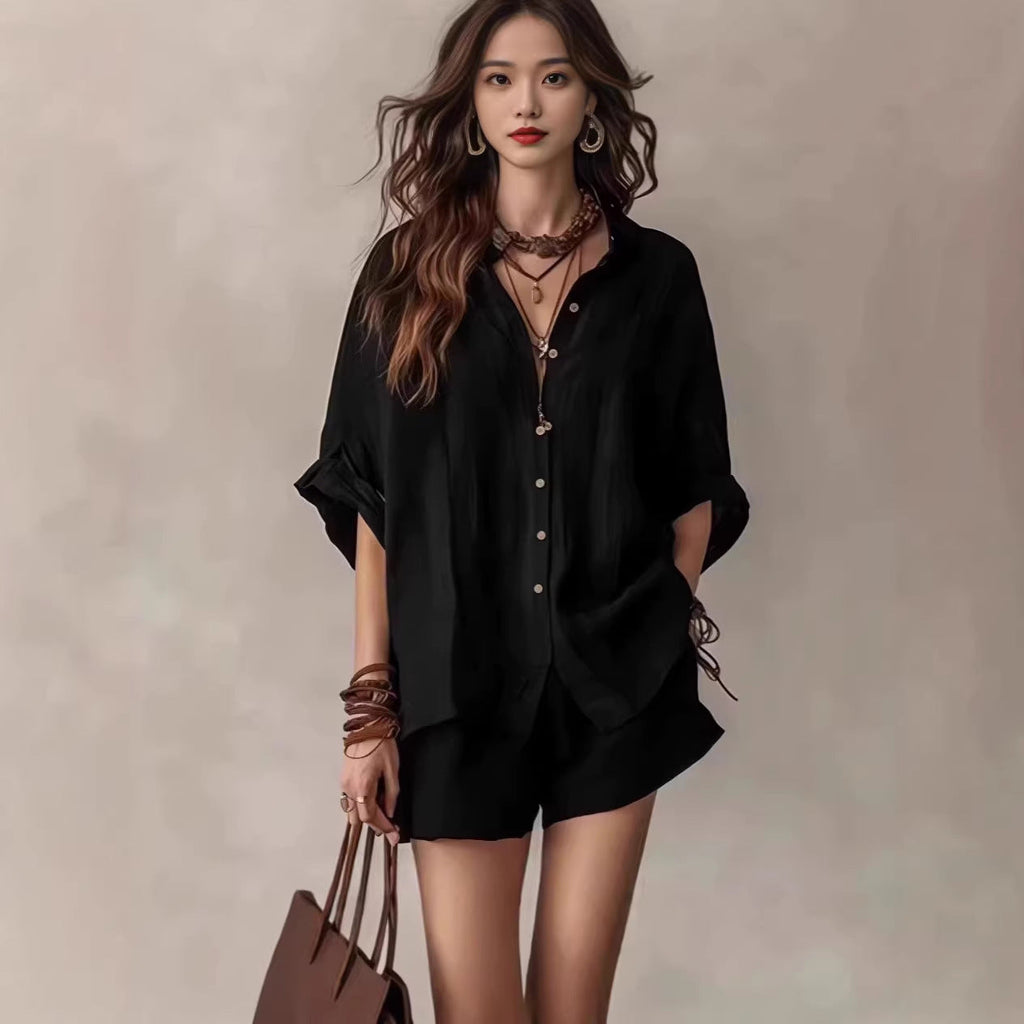 Chic Summer – Women's Outfit with Loose Button matching Set...