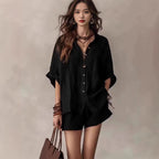 Chic Summer – Women's Outfit with Loose Button matching Set...