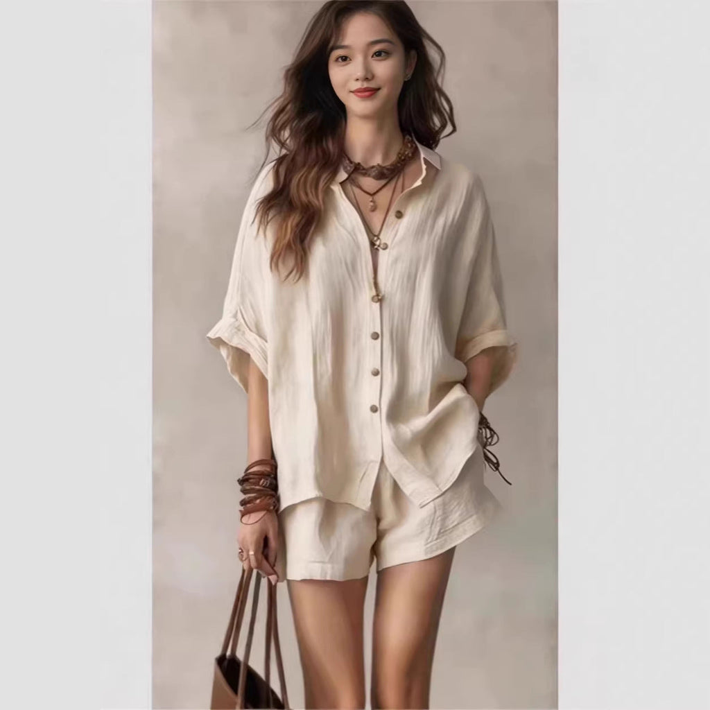 Chic Summer – Women's Outfit with Loose Button matching Set...