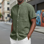 Men's Classic Linen Button-Up Shirt — Breathable Casual