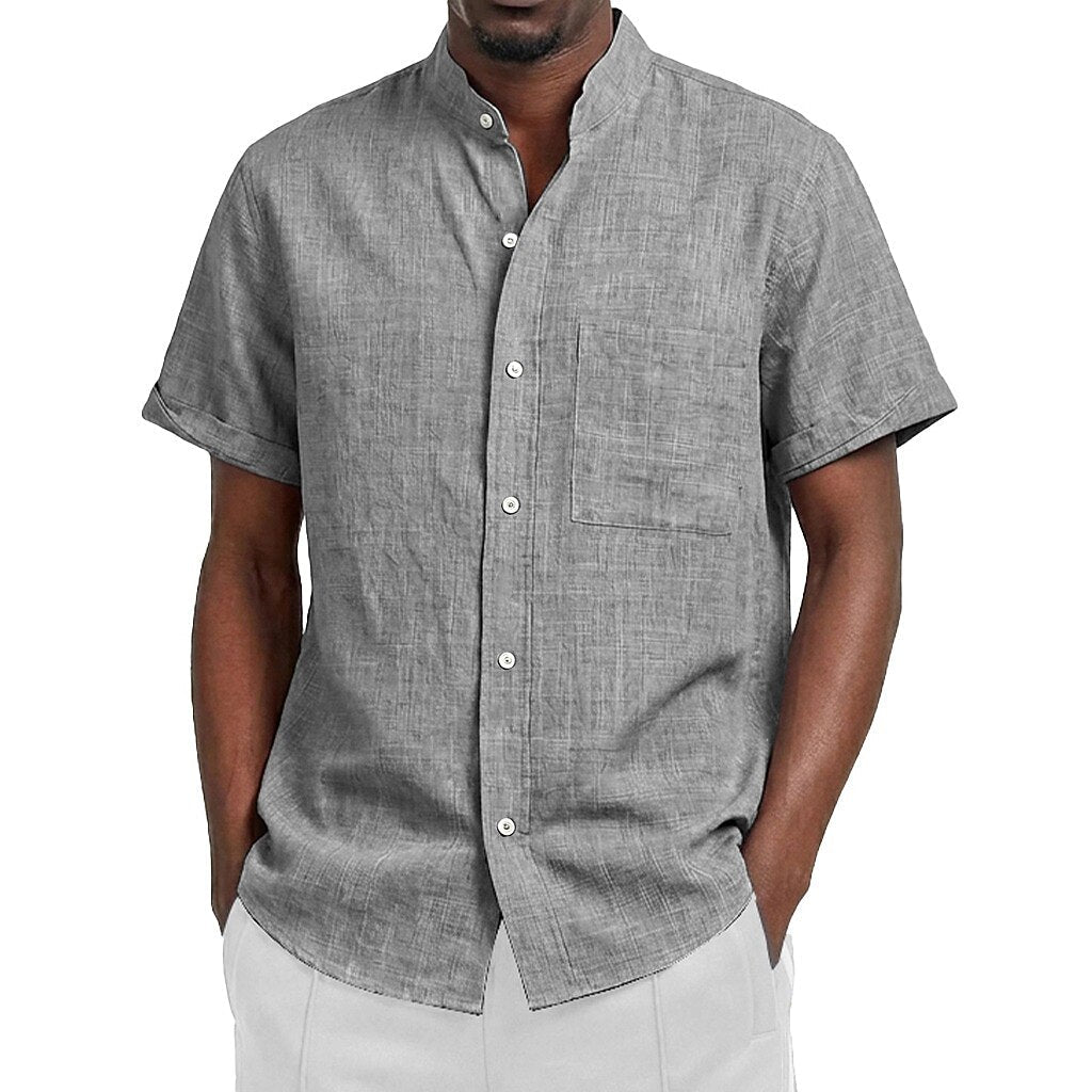 Men's Classic Linen Button-Up Shirt — Breathable Casual
