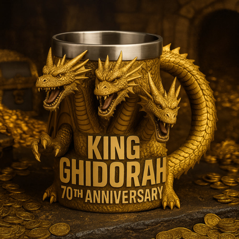 3D sculpted monster ceramic coffee mug - Gold