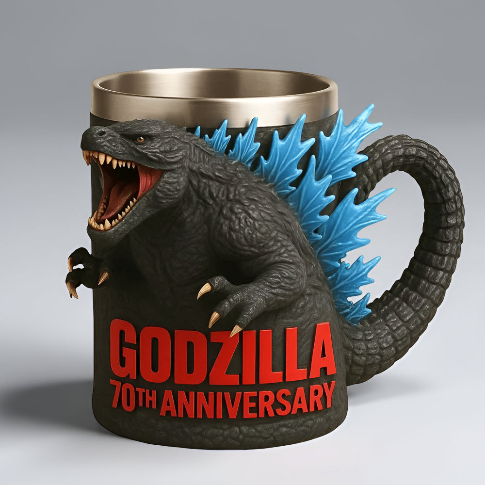 3D sculpted monster ceramic coffee mug - Blue