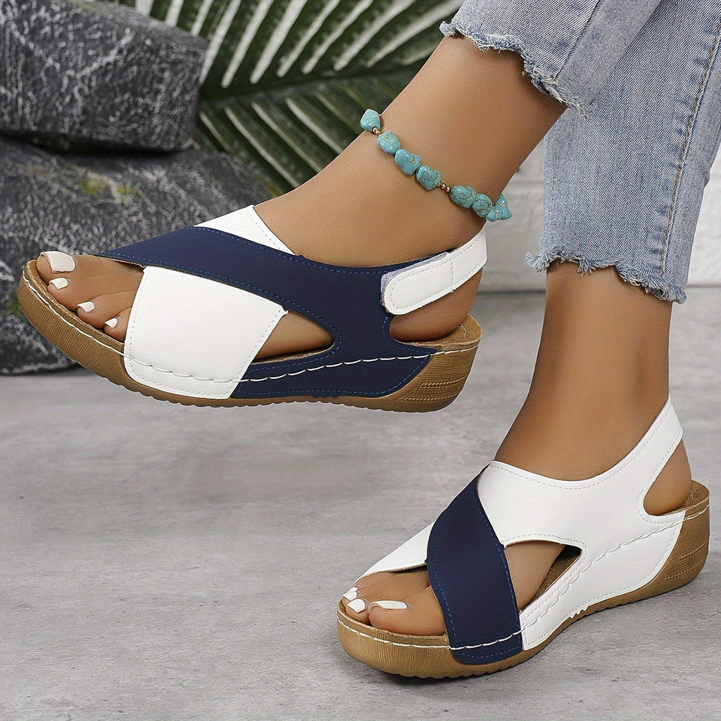 Comfort sandals showing cushioned arch-support footbed
