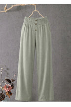 Cotton Linen Wide Leg Pants with Elastic Waistband | Breathable Comfort for Everyday Style