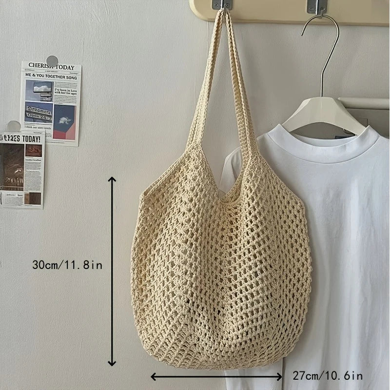Crochet Mesh Tote Bag — Lightweight Shoulder Bag