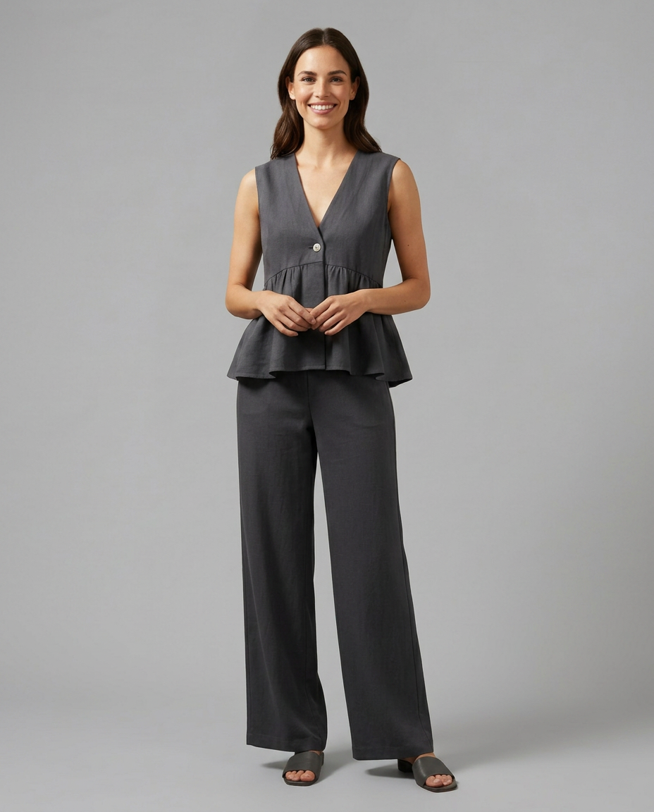 Elaine Collection | Wide-Leg & V-Neck Matching Set | Effortless Co-Ord