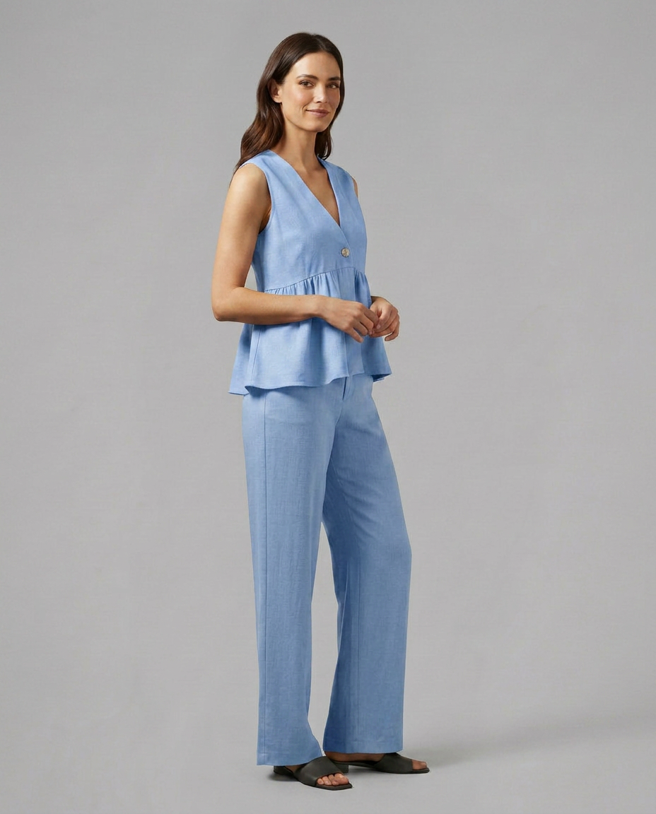 Elaine Collection | Wide-Leg & V-Neck Matching Set | Effortless Co-Ord