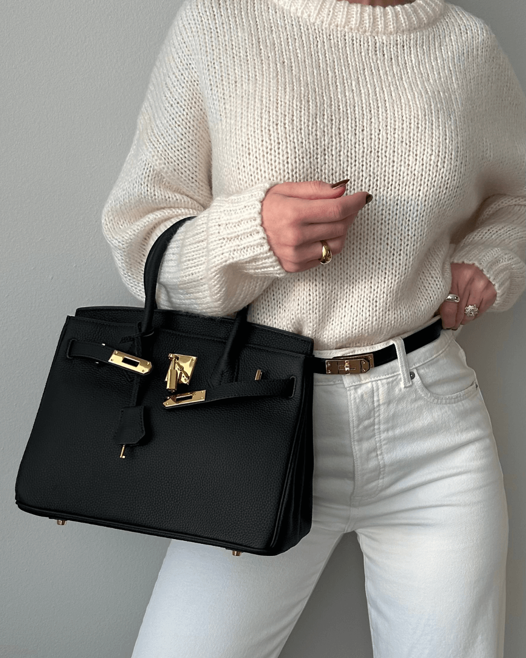 Women's Textured Handbag — Secure-Closure Shoulder Bag