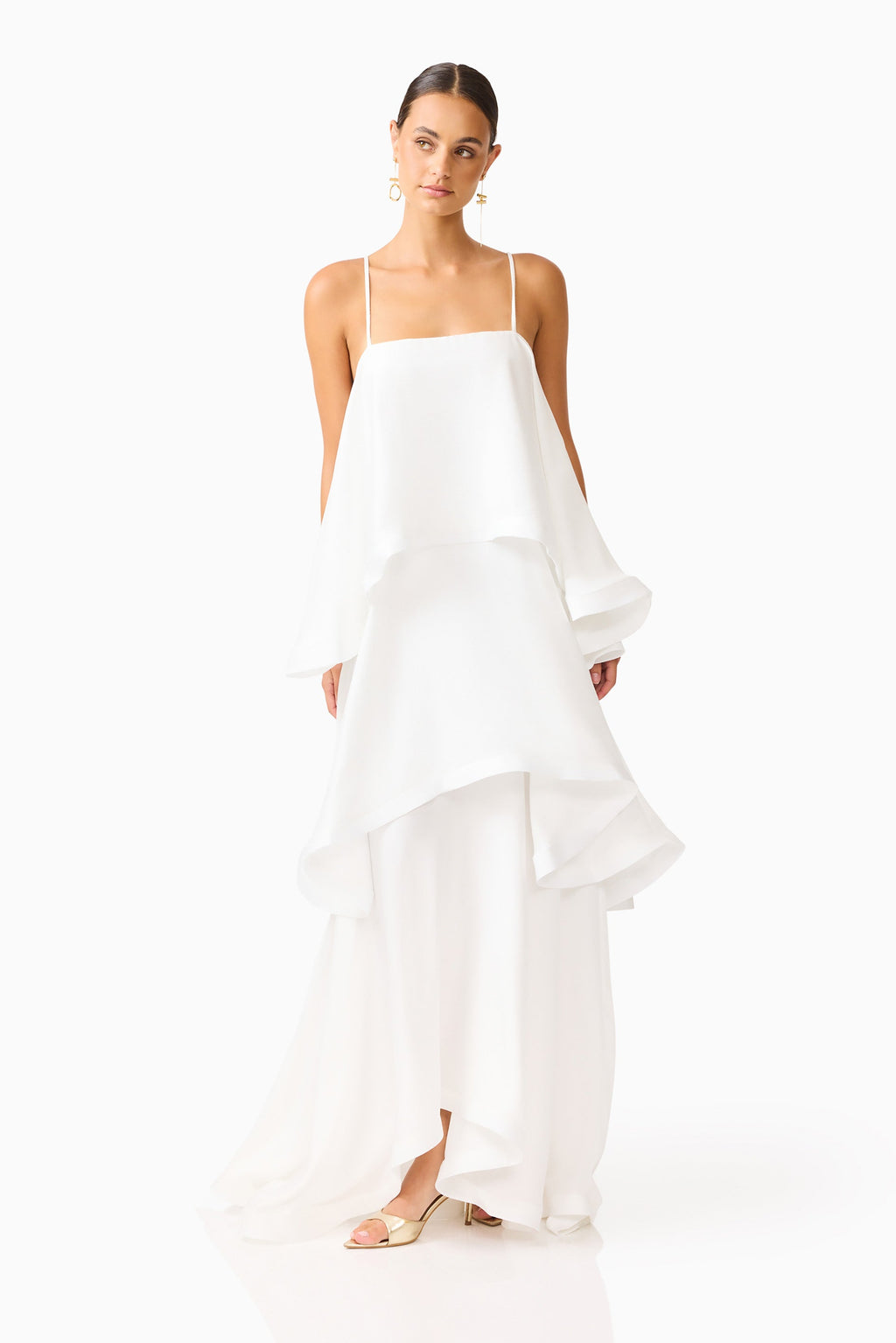 Tiered Maxi Dress — Adjustable Straps, Flared