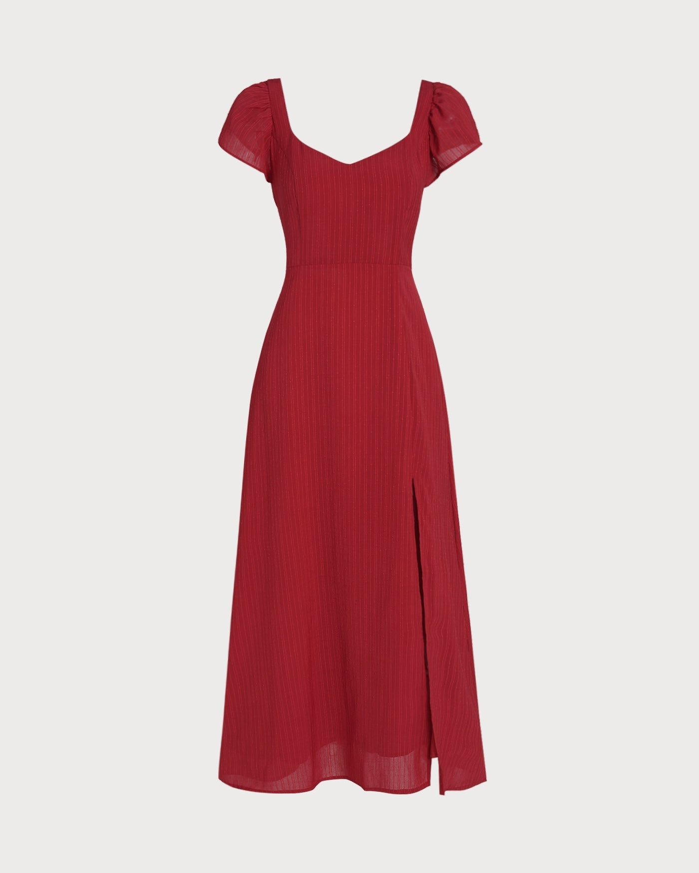 Maxi Dress with Sweetheart Neckline & A-Line Design – Short Sleeves