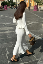 Elegant Knit Matching Set | Ruffled Hem & High-Waisted Co-Ord | Timeless Style