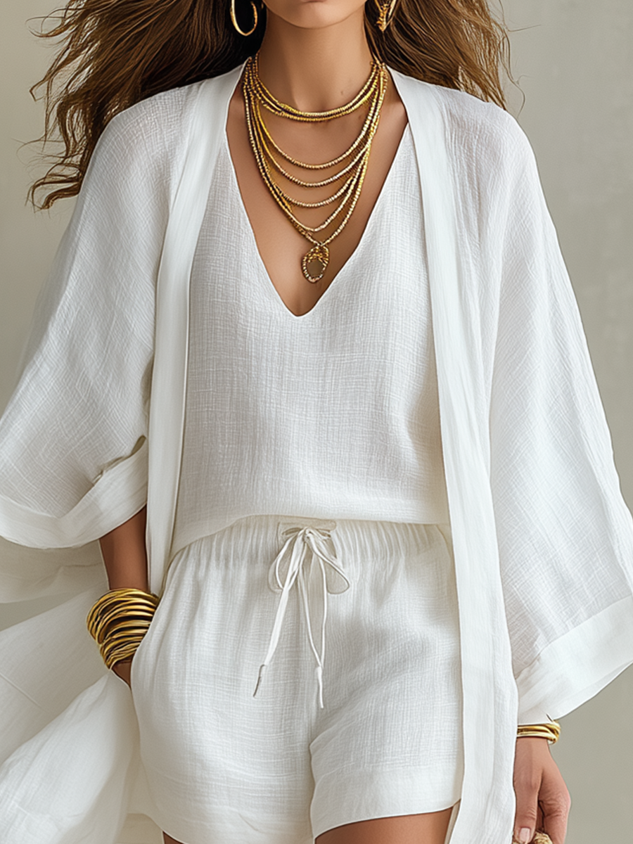 Elegant Layered 3 Piece Loungewear Set with Lightweight Fabric | Versatile Outfit for Comfort and Style