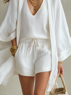 Elegant Layered 3 Piece Loungewear Set with Lightweight Fabric | Versatile Outfit for Comfort and Style