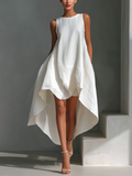 Sleeveless Linen Asymmetric Midi Dress