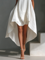 Sleeveless Linen Asymmetric Midi Dress