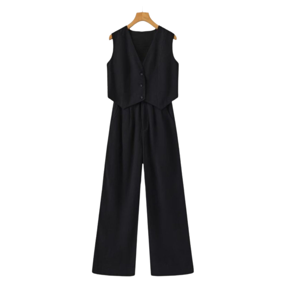 Elegant Linen Women's Two Piece Set with Tailored Fit