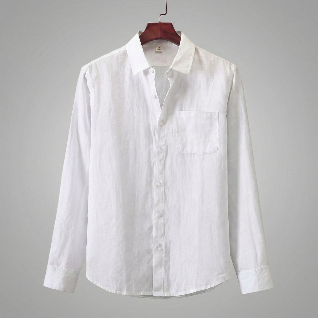 Elegant Linen | Men's Shirt with Classic Pocket | Lightweight Breathable Fabric for Comfort
