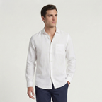 Elegant Linen | Men's Shirt with Classic Pocket | Lightweight Breathable Fabric for Comfort