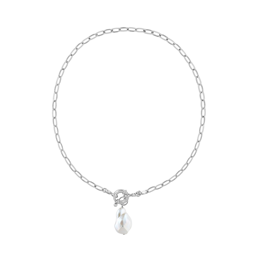 Elegant Link Chain | Gold Necklace with Keshi Pearl Pendant | Chic Accessory for Any Occasion
