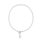 Elegant Link Chain | Gold Necklace with Keshi Pearl Pendant | Chic Accessory for Any Occasion